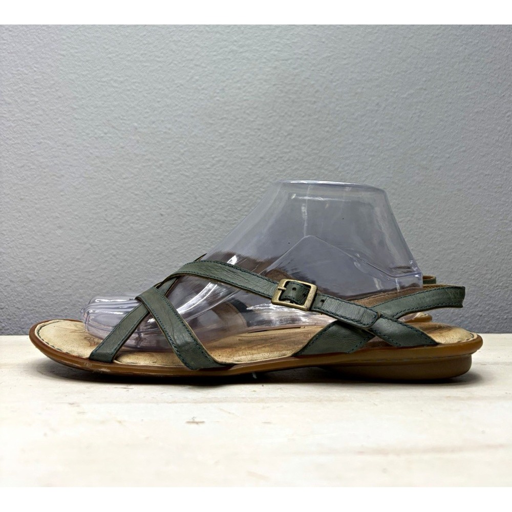 Børn Green Leather MIA  Ankle Strap Flat Sandals Size 10